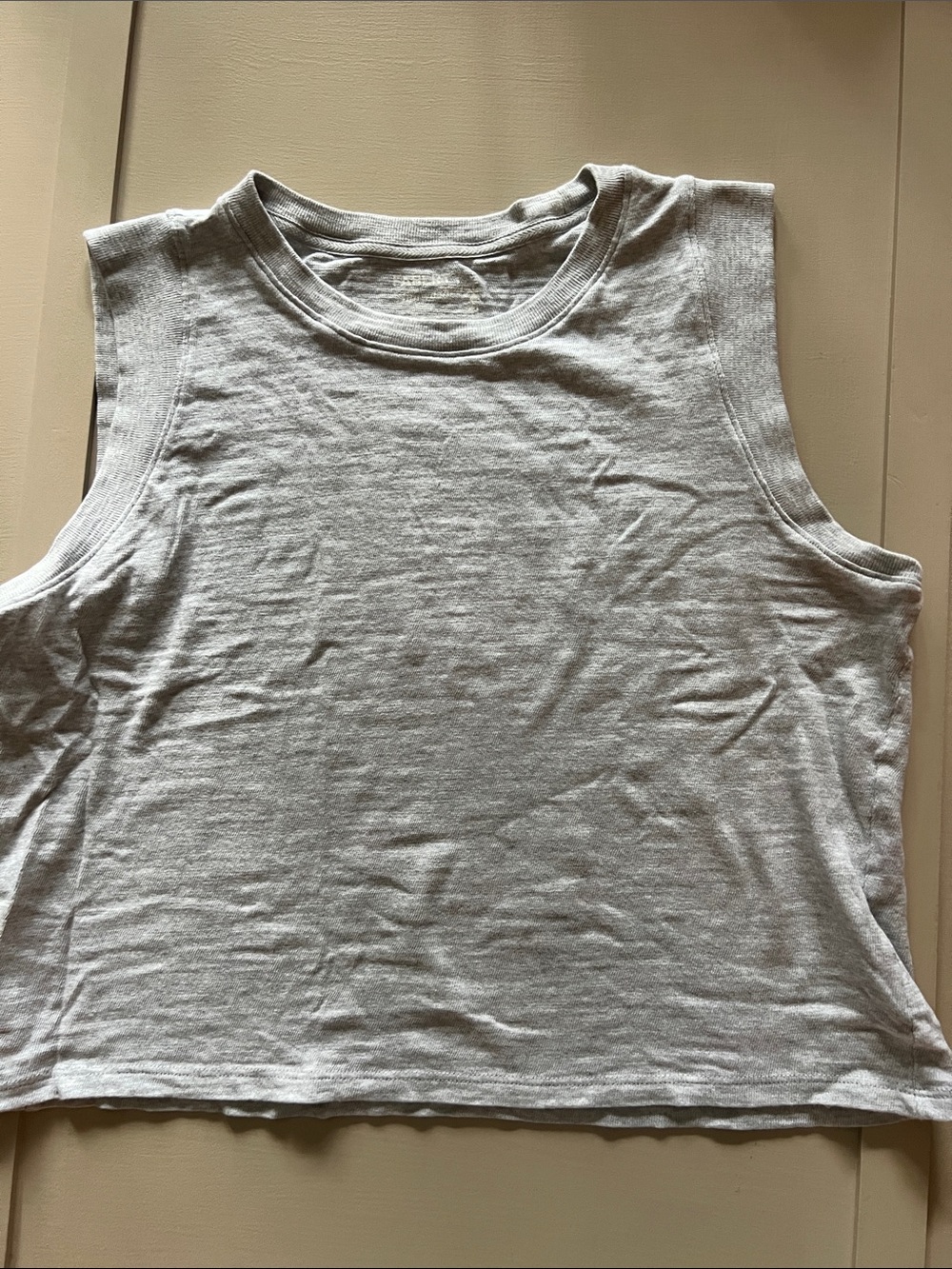 Faherty Light Gray Sleeveless Crop Tank